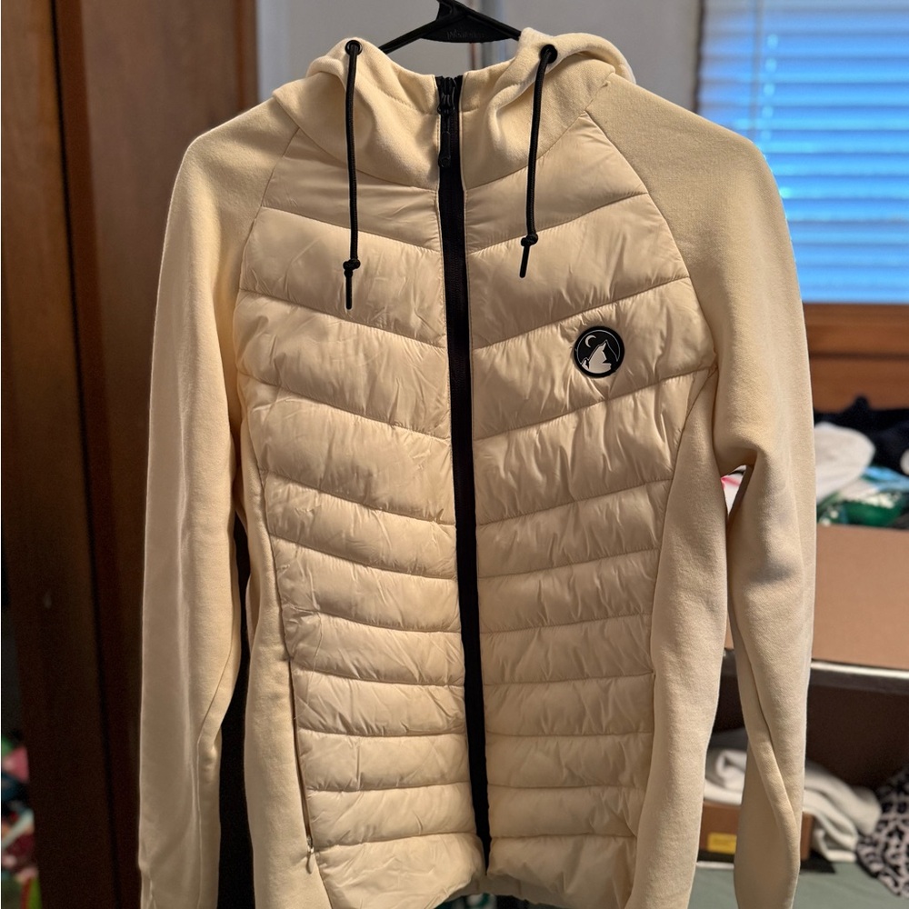 Zyia Cream Hooded Puffer Jacket, Lightweight